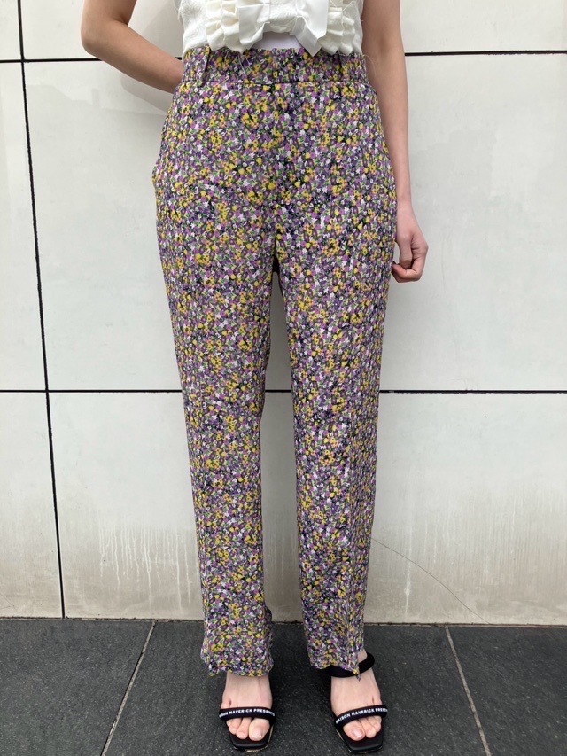 N°21　ヌメロヴェントゥーノ 25S-B052-5224 小花プリント レーヨン ウエストゴム パンツ  パープル 