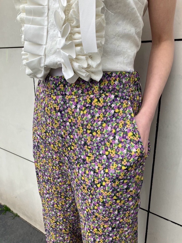 N°21　ヌメロヴェントゥーノ 25S-B052-5224 小花プリント レーヨン ウエストゴム パンツ  パープル 