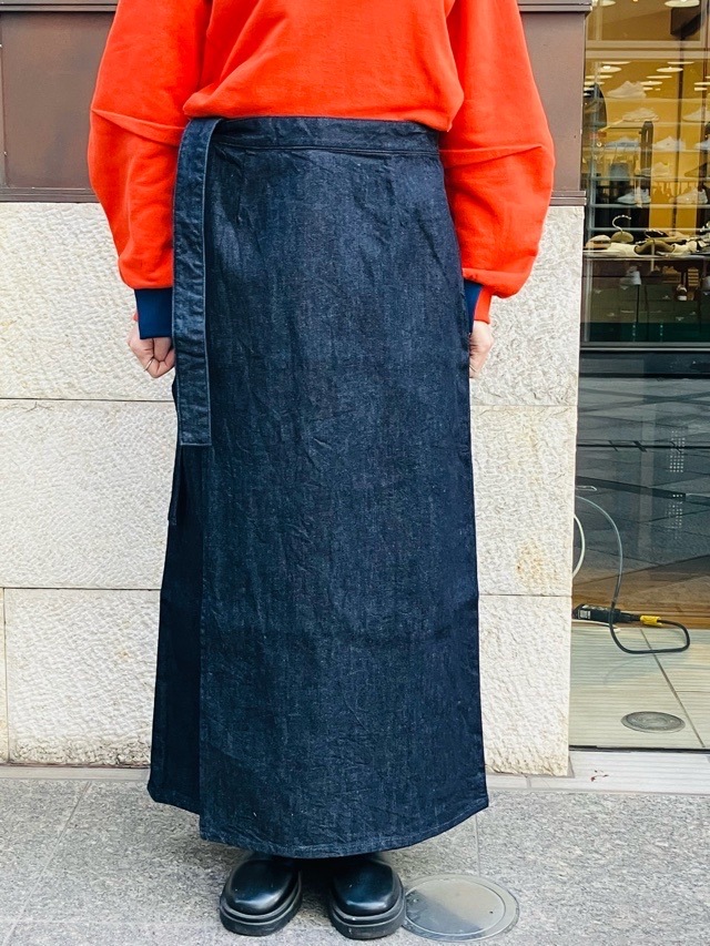 Woad Blue　ラップスカート　WB25105 DARK BLUE　ウォードブルー