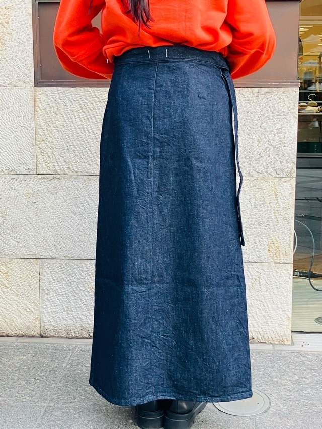 Woad Blue　ラップスカート　WB25105 DARK BLUE　ウォードブルー