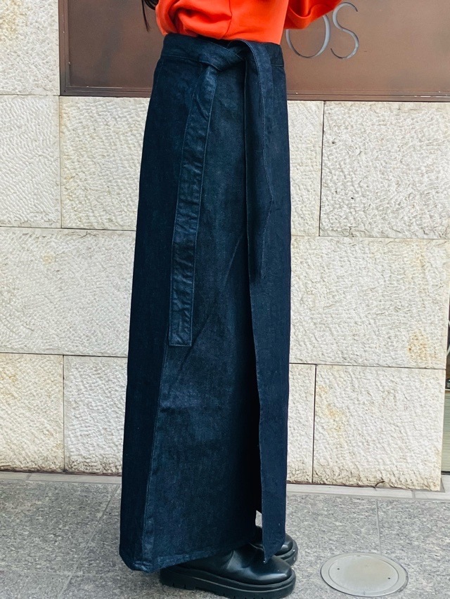 Woad Blue　ラップスカート　WB25105 DARK BLUE　ウォードブルー