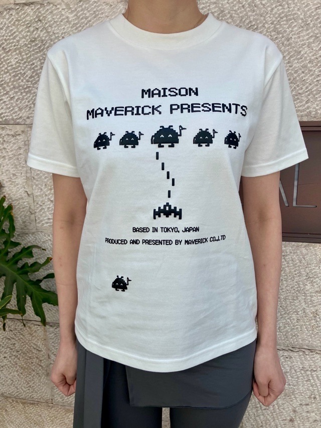 MAISON MAVERICK PRESENTS　エンボスロゴ インベーダー プリント Tシャツ  MM5161   WHITE / GRAY / BLACK　メゾン マヴェリック プレゼンツ