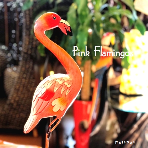 フラミンゴ／木彫り【60cm】スタンド型／ピンクフラミンゴ／南国鳥の