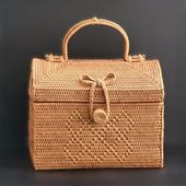 かごバッグ／アタショルダーバッグ ／バティック布の内張り付／バリ島