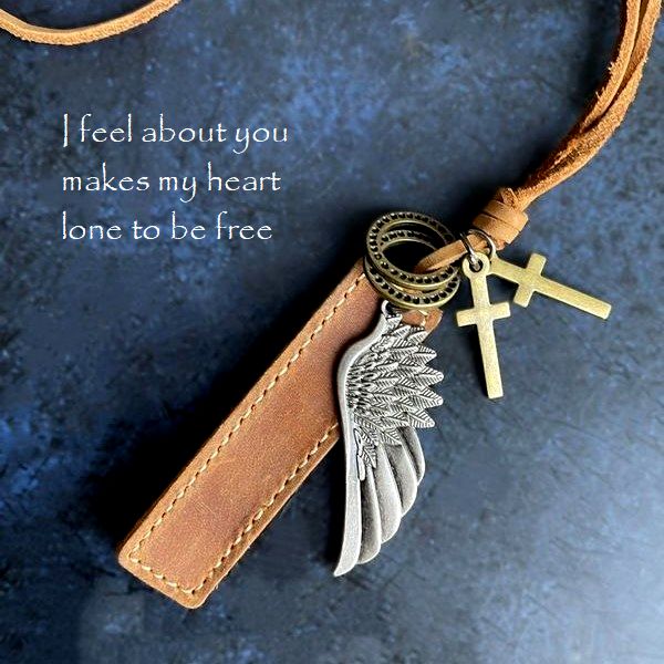 翼／ウィング／左】ネックレス／ウィング／ウィング・翼&革タグ