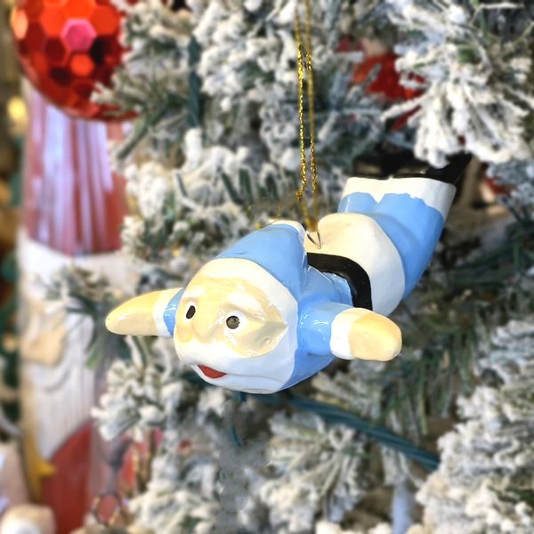 オーナメント】【フライングサンタ】【スノーブルー】クリスマス
