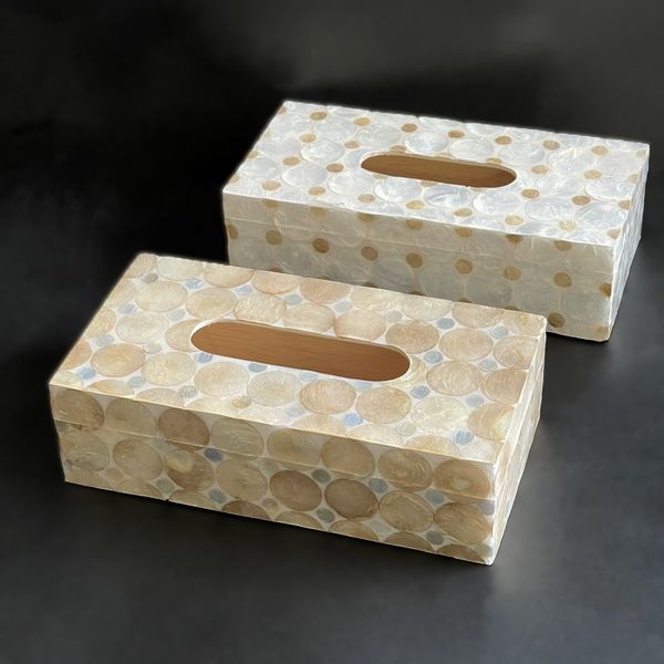 ティッシュケース／カピス貝のティッシュケース／シェル雑貨【2色展開