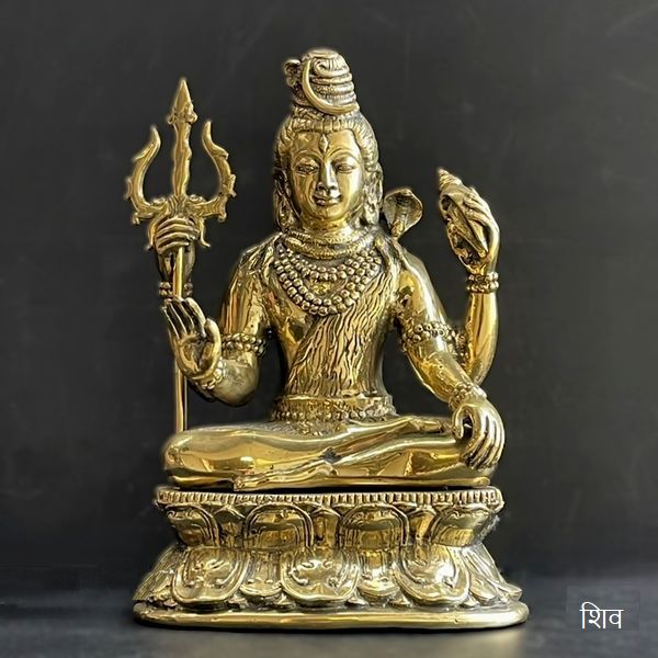 インド18世紀ヒンドゥー教シヴァ神頭部像 真鍮製Shiva Mukalinga シヴァ神 創造と破壊の神様 ヒンドゥー教三大神の一人【高さ32cm