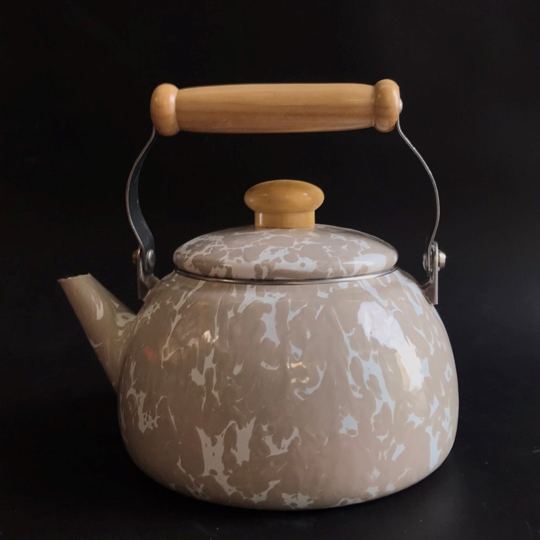 琺瑯／ケトル【マーブル柄】【ミントグリーン／ベージュ】 Φ24cm