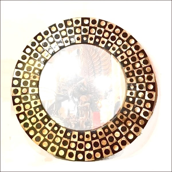 インテリアミラー／壁掛けミラー／カピス貝シェルの鏡／Φ80cm