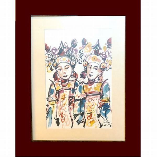バリ島　直送　絵画　アジアン　 バリ絵画／アジアンアート／水彩画 額付き | 絵画・アート | アジアン
