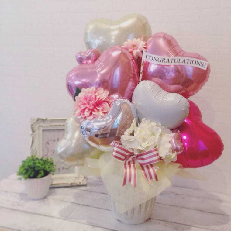 開店周年祝い・結婚祝い・お誕生日などに　置き型バルーンギフト　ピンクカリーノ