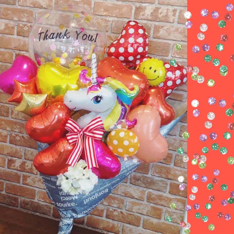 卒業式 成人式 送別などに バルーン花束 ブライトユニコーン