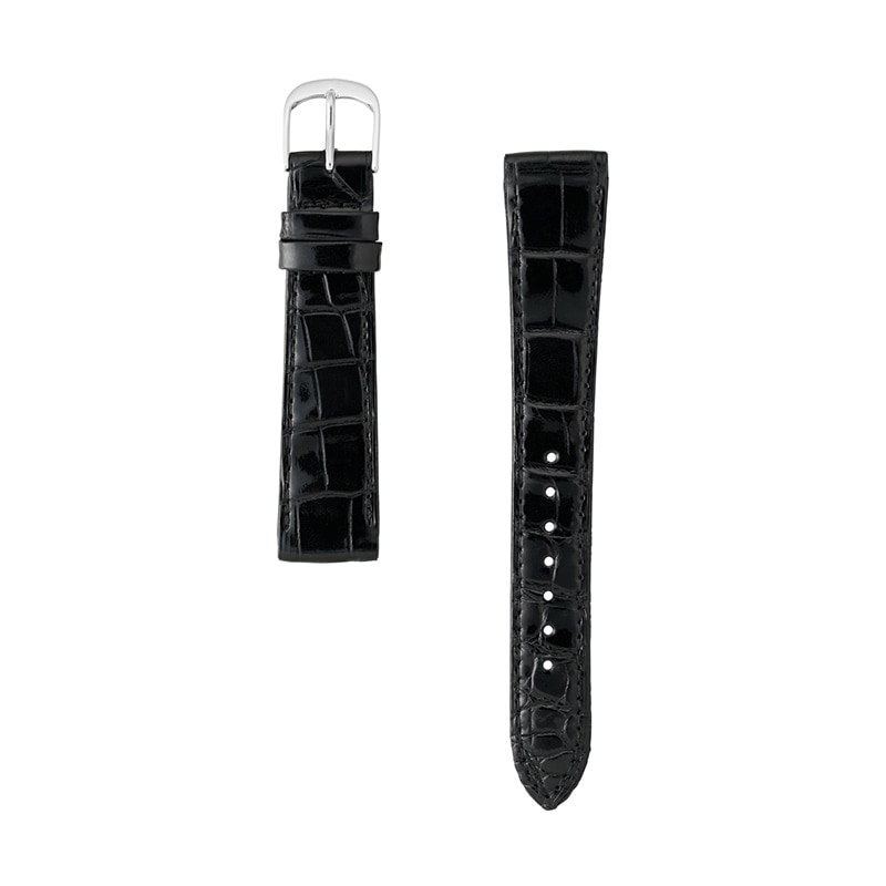 時計バンド クロコダイル 腹 幅 19mm ブラック シャイニング仕上げ 竹符 時計バンド クロコダイル ブラック | 時計バンド | バンビ公式