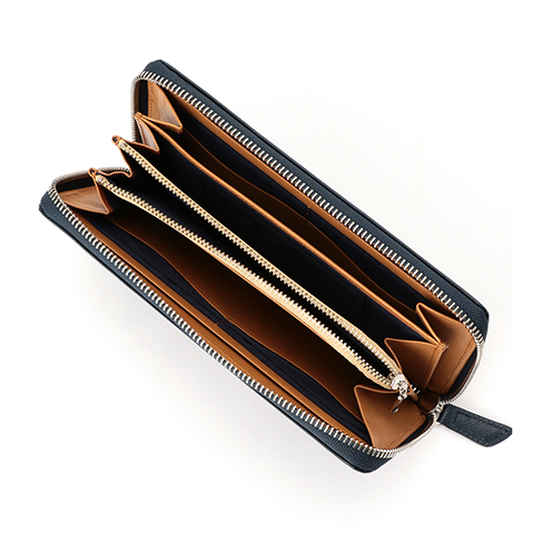 さとり ラウンドファスナー長財布 松阪レザー キリコスター型押し 硯