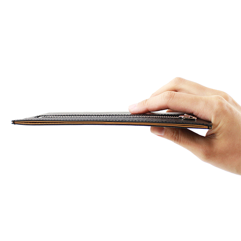 さとり 薄型財布 松阪レザー キリコスター型押し 硯（ブラック） | 革