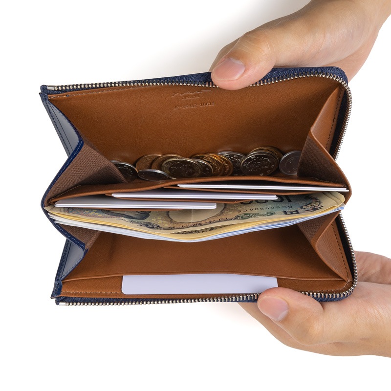 さとり コンパクトL字ファスナー 松阪レザー 豊土（ダークブラウン