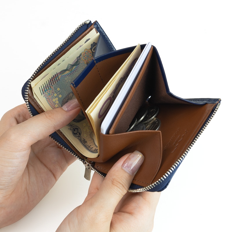 さとり L字ファスナー コンパクト財布 松阪レザー キリコスター型押し