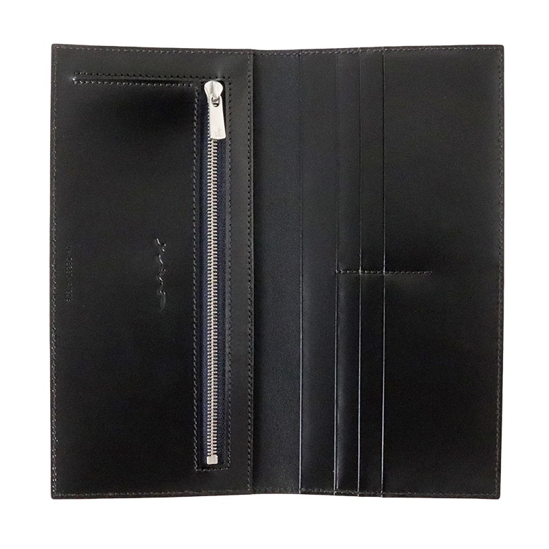 MACTOOLS 黒 レザー 長財布 日本製 上質 リザード 長財布 ファスナー付き ロングウォレット トカゲ