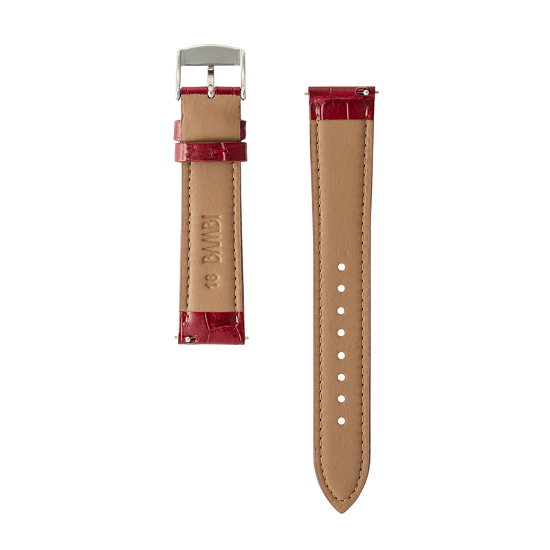 バネ棒付 新品 BAMBI 時計ベルト ワニ革バンド 19mm 竹符 マット