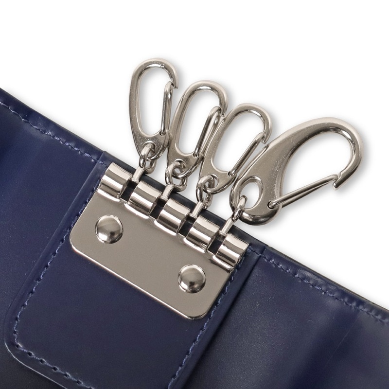 さとり キーケース 松阪レザー 硯（ブラック）×紅葉（ボルドー） | 革