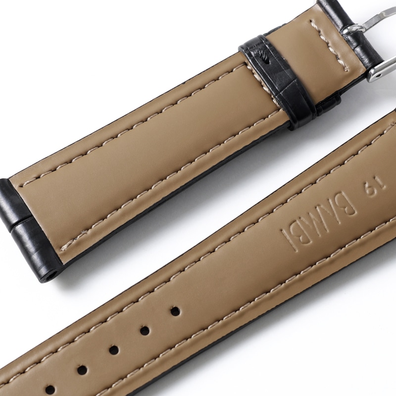 時計バンド クロコダイル 腹 幅 19mm ブラック シャイニング仕上げ 竹符 時計バンド クロコダイル ブラック | 時計バンド | バンビ公式