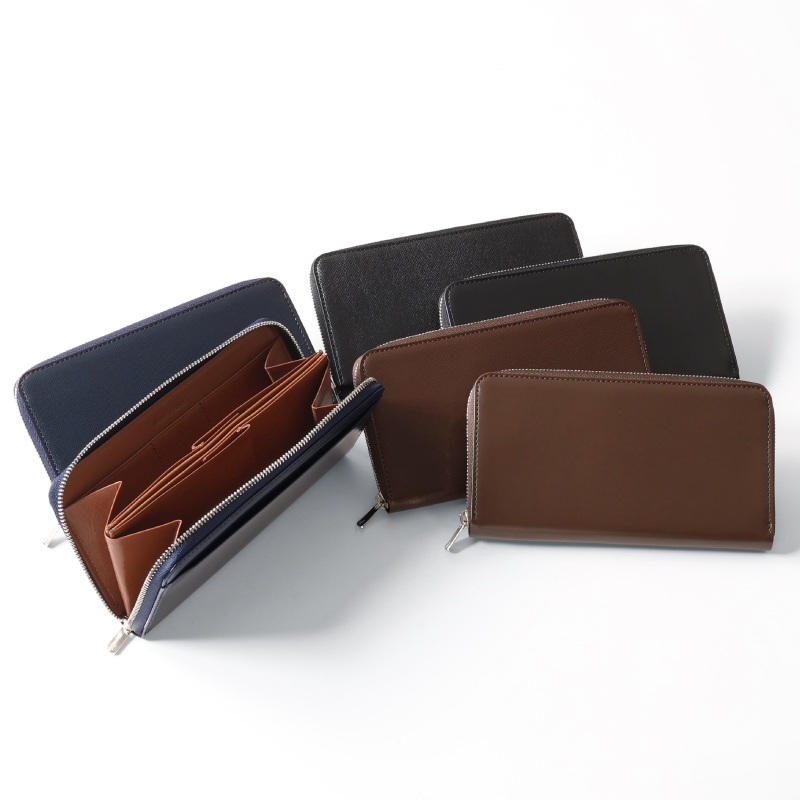 Sunpie 後期型　大阪引取り限定 さとり ラウンドファスナー 松阪レザー 青褐（ネイビー） | 革小物