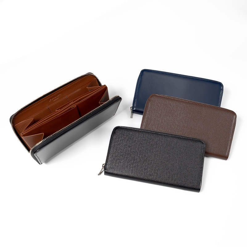 さとり ラウンドファスナー 松阪レザー 青褐（ネイビー） | 革小物