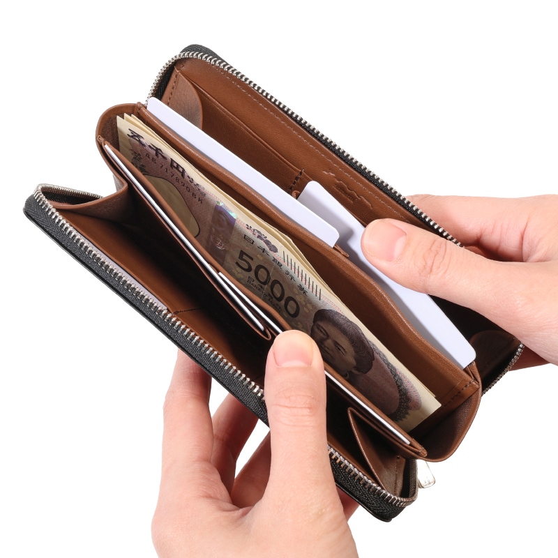 さとり ラウンドファスナー 松阪レザー 青褐（ネイビー） | 革小物