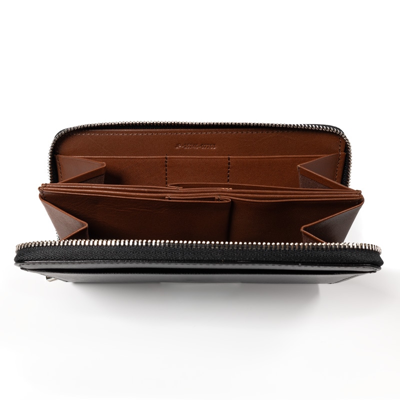 さとり ラウンドファスナー 松阪レザー キリコスター型押し 硯