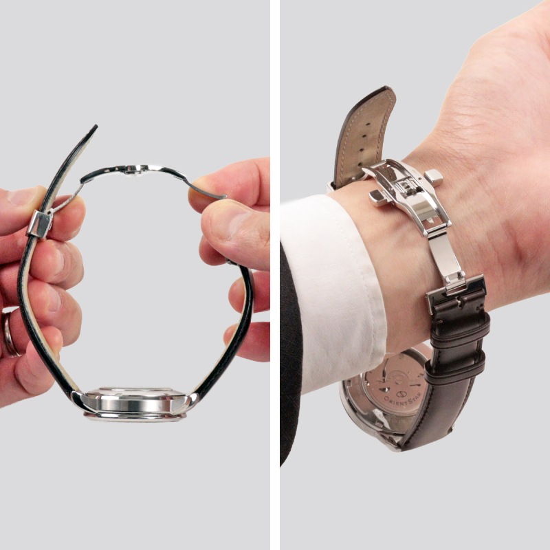 バックル 観音プッシュ式 ステンレススチール シルバー ZS011 | レザー