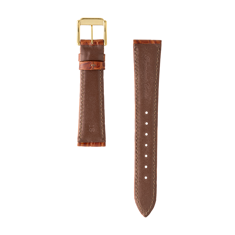 バンビ★bambiプレミアムクロコ★ブラウン★22mmＤバックル付き★ベルト BAMBI バンビ プレミアムクロコ ワニ革(クロコダイル・マット