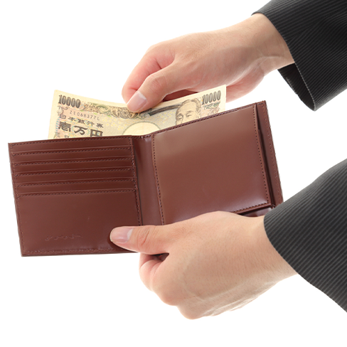 さとり 二つ折り財布 松阪レザー 硯（ブラック） HCK02A0-Z | 革小物