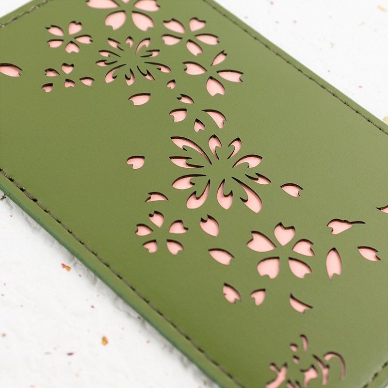 MATSUSAKA LETHER パスケース MATSUSAKA LEATHER 切り絵カードケース 松阪レザー ネイビー