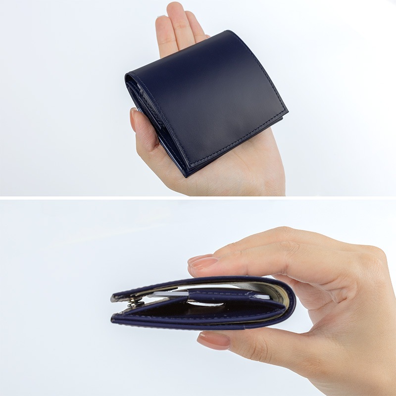 さとり コンパクト財布 松阪レザー 青褐（ネイビー） HCK65D-Z | 革