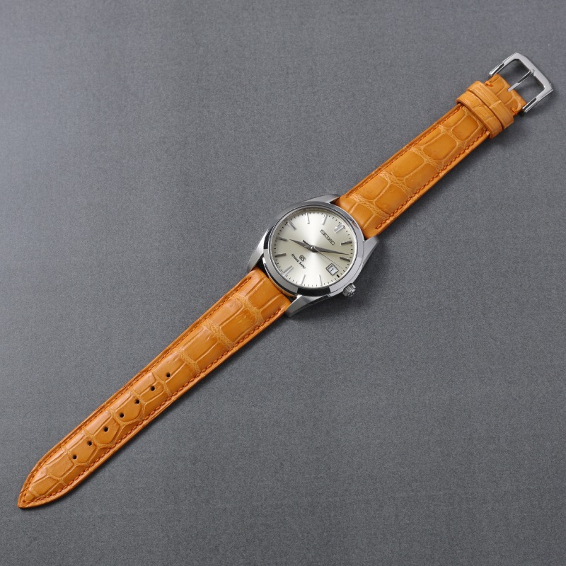 (非売品)【グランドセイコー】メンズサイズ レザーバンド(かん幅23㎜) グランドセイコー RG01W21BK ブラック｜21mm｜クロコダイル替えバンド