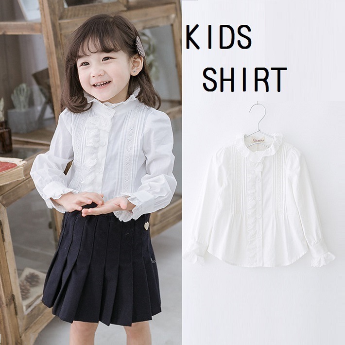 BAOBAO �Ҷ��� �Х��Х� Kids shirt �Ҥɤ� ����� �����륺 �֥饦�� ���λ� �ۥ磻�ȥ���� Ĺµ �졼������ĥ֥饦�� �ե����ޥ� �ݶ� �ե�ե�ɽ� ���å� �Ҥɤ⥷��� �Ҥɤ�֥饦�� 100-140cm