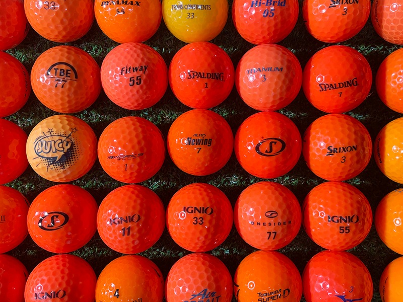 【厳選】高品質　ゴルフボール　５０球セット　オレンジ色系統