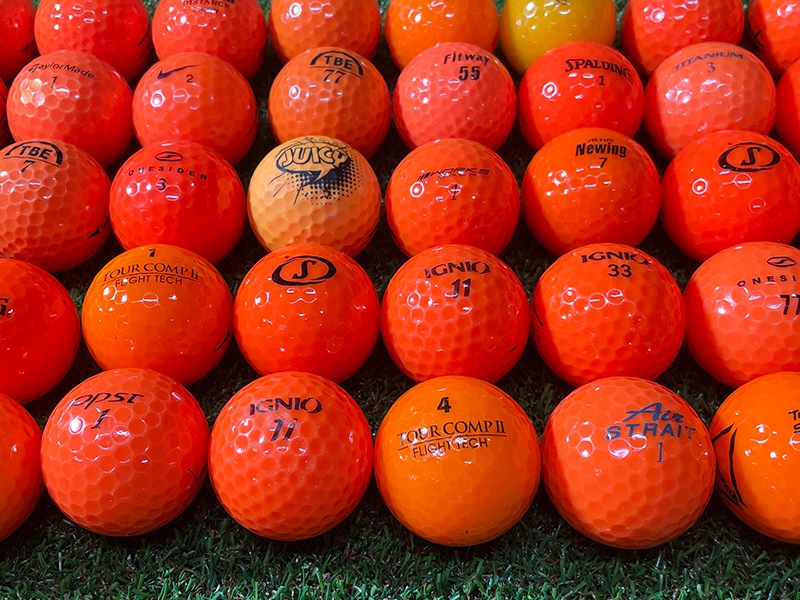 【厳選】高品質　ゴルフボール　５０球セット　オレンジ色系統