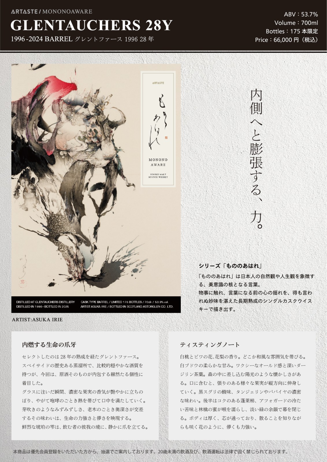 GLENTAUCHERS 28Y 1996-2024 BARREL�����ӥܥȥ�(50ml)