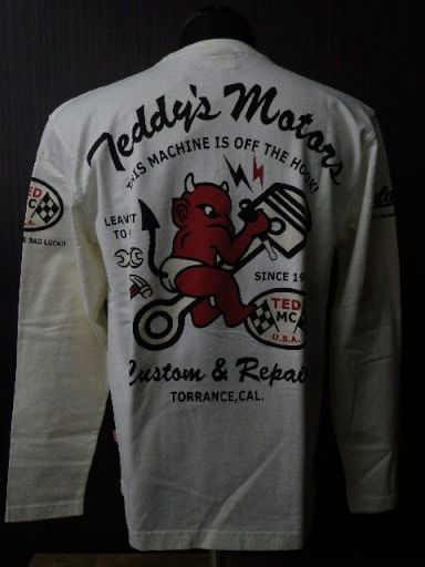 テッドマン セール  20%オフ ロンT TEDDYS MOTORS TDLS-284 ホワイト/TEDMAN'S メンズ 長袖Tシャツ プリント