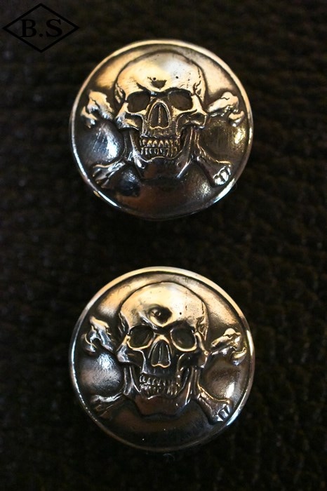 【希少】クレージュ カーフレザージャケット ロゴ 銀ボタン スタッズ 総柄 M star button alphabet logo embroidery baseball uniform jacket