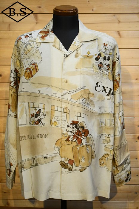 【sale20％OFF】【期間限定ポイント5%】ポータークラシック PORTER CLASSIC 長袖シャツ DISNEY M&F PC ORIGINAL ART ALOHA COLLECTION ALOHA LONG SHIRT PARIS-LONDON SEPIA 