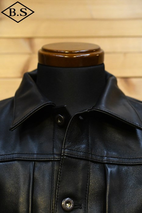 r*e様 1st レザー トラッカージャケットブラック バックベルト Schott ショット SHEEP LEATHER 1st T-BACK トラッカージャケット