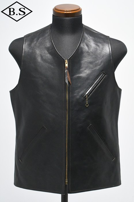 d*b様 EKAM ピッグレザー　変形ベスト シニア向けこだわりストレッチデニムジップベスト（ビッグサイズ