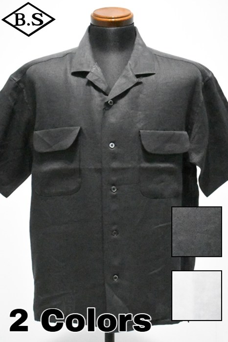 ナイジェルケーボン Nigel Cabourn 半袖シャツ 80520011010 OPEN COLLAR SHIRT - LINEN TWILL オープンカラーシャツ - リネンツイル