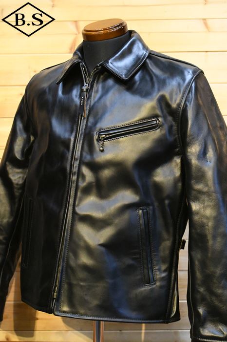 AERO LEATHER　ハーフベルトSTFレザージャケット　32サイズ　黒 AERO LEATHER ハーフベルトSTFレザージャケット 32サイズ 黒 楽天市場