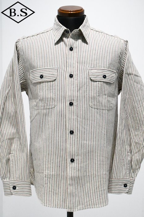 シュガーケーン SUGAR CANE 長袖シャツ SC29146 DOBBY STRIPE WORK SHIRT (LONG SLEEVE)  OFF WHITE