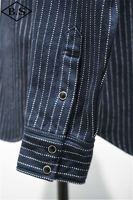 IRON HEART ストライプ 長袖シャツ SMALL IRON HEART ストライプ