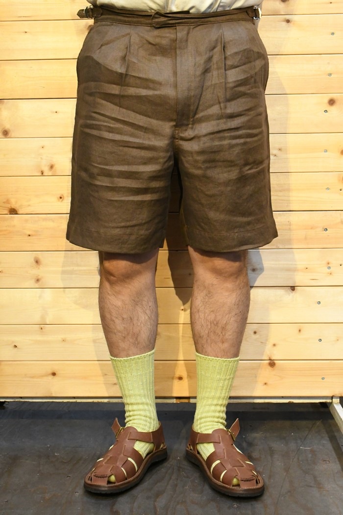 リアルマッコイズ  ショートパンツ REAL McCOYS MP22017 LINEN PLEATED SHORT PANTS BROWN